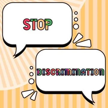Text caption presenting Stop Discrimination. Concept meaning Prevent Illegal Stock Illustration