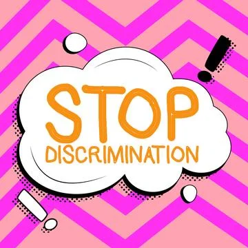 Text caption presenting Stop Discrimination. Business overview Prevent Illegal Stock Illustration