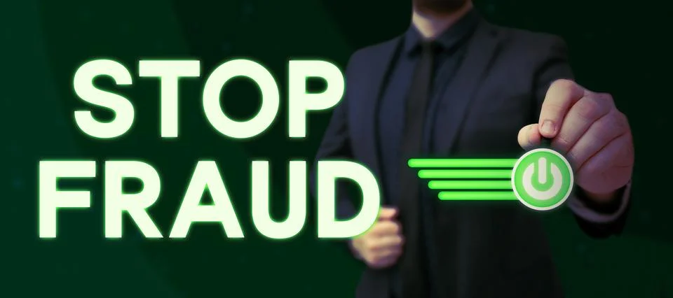 Text caption presenting Stop Fraud. Concept meaning campaign advices people to Stock Photos