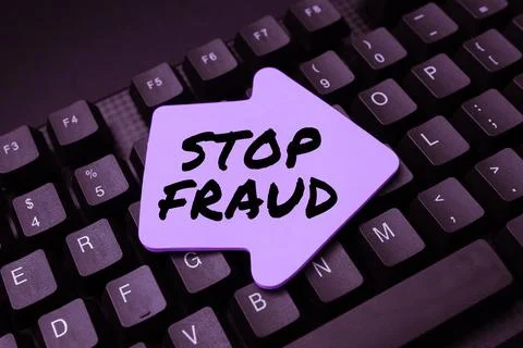 Text caption presenting Stop Fraud. Conceptual photo campaign advices people to Stock Photos