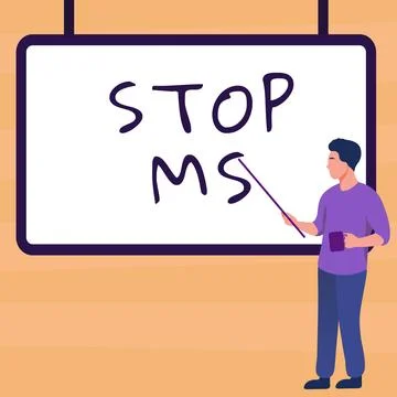 Text caption presenting Stop Ms. Business showcase prevent disease marked by Stock Illustration