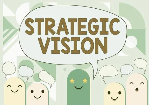 Text caption presenting Strategic Vision. Business overview clarifies the Stock Illustration
