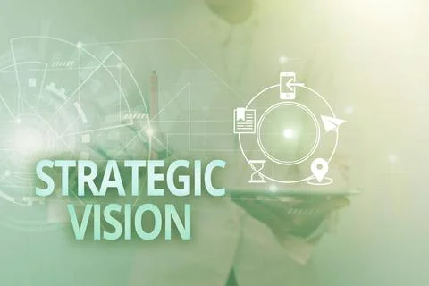 Text caption presenting Strategic Vision. Business showcase clarifies the Stock Photos