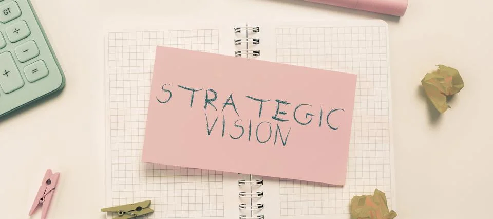 Text caption presenting Strategic Vision. Word Written on clarifies the Stock Photos