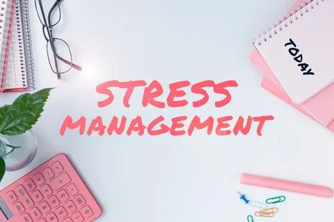 Text caption presenting Stress Management. Word for learning ways of behaving 写真素材