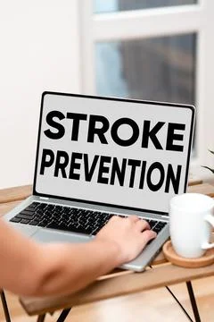 Text caption presenting Stroke Prevention. Word Written on identified personal Stock Photos