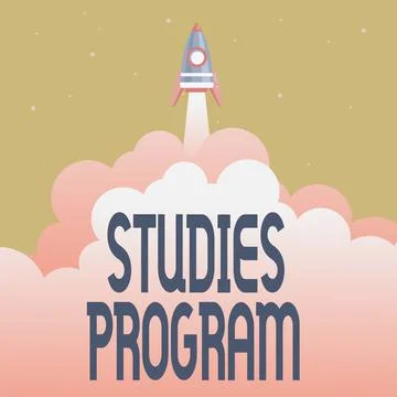 Text caption presenting Studies Program. Business approach Platform help move Stock Illustration