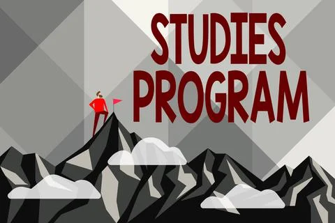 Text caption presenting Studies Program. Business idea Platform help move you Stock Illustration