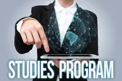 Text caption presenting Studies Program. Business showcase Platform help move Stock Photos