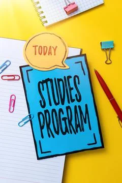 Text caption presenting Studies Program. Business showcase Platform help move Stock Photos