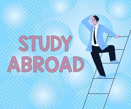 Text caption presenting Study Abroad. Business approach Pursuing educational Stock Illustration
