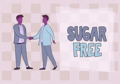Text caption presenting Sugar Free. Word Written on do not contain sugar and  库存插图