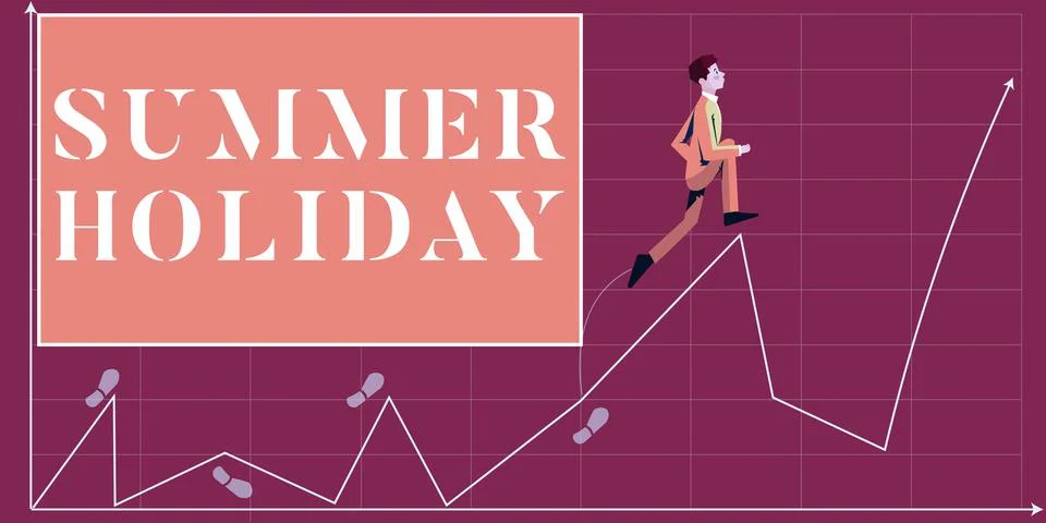 Text caption presenting Summer Holiday. Word for special period of time in Stock Illustration