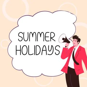 Text caption presenting Summer Holidays. Business overview Vacation during the Stock Illustration