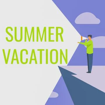 Text caption presenting Summer Vacation. Word Written on the time when children Stock Illustration