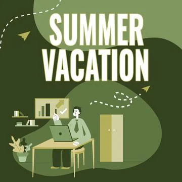 Text caption presenting Summer Vacation. Word for the time when children do not Illustration