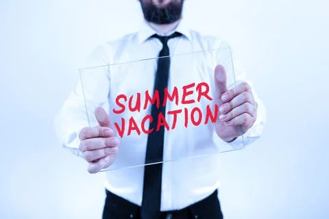 Text caption presenting Summer Vacation. Business approach several short trips Stock Photos