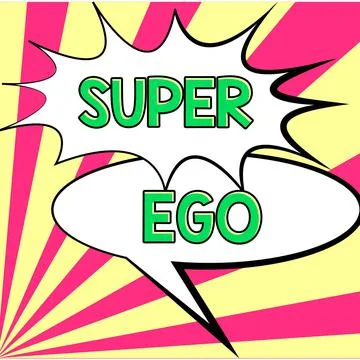 Text caption presenting Super Ego. Concept meaning The I or self of any person Stock Illustration