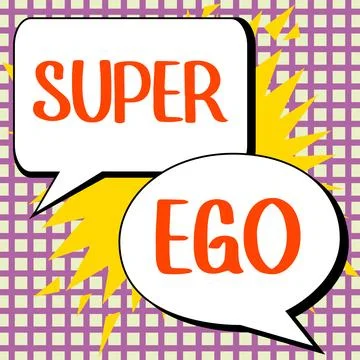 Text caption presenting Super Ego. Word Written on The I or self of any person Stock Illustration