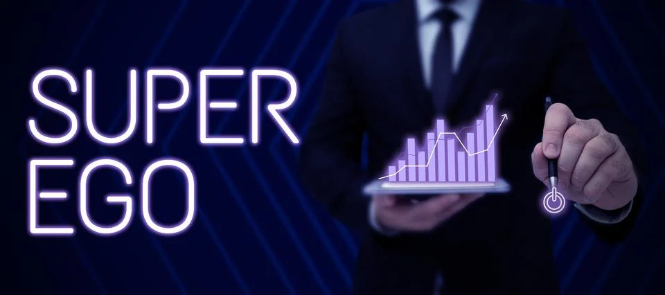 Text caption presenting Super Ego. Business concept The I or self of any person Stock Photos