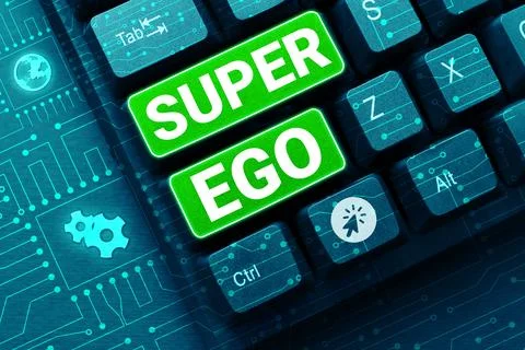 Text caption presenting Super Ego. Concept meaning The I or self of any person Stock Photos