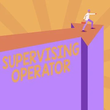Text caption presenting Supervising Operator. Word for monitoring and Stock Illustration