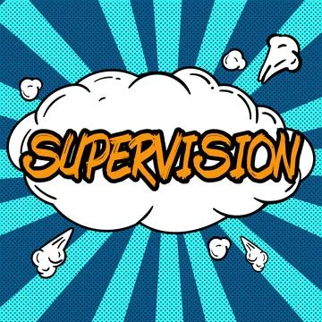 Text caption presenting Supervision. Business overview monitoring and 스톡 일러스트