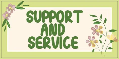 Text caption presenting Support And Service. Concept meaning Technical Stock Illustration