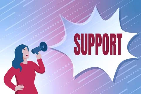 Text caption presenting Support. Internet Concept to agree with and give Stock Illustration