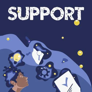 Text caption presenting Support. Internet Concept maintain, sustain, uphold all Stock Illustration