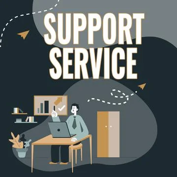 Text caption presenting Support Service. Business idea activity for execution of Stock Illustration
