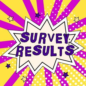 Text caption presenting Survey Results. Business idea result of activity that Stock Illustration
