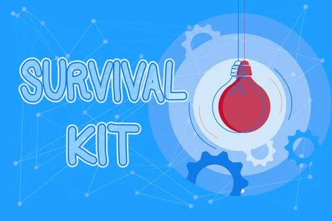 Text caption presenting Survival Kit. Business approach Emergency Equipment Stock-Illustration