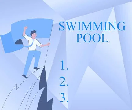 Text caption presenting Swimming Pool. Word for Structure designed to hold water Stock Illustration
