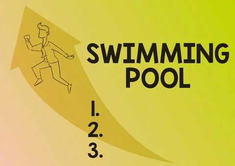 Text caption presenting Swimming Pool. Business concept Structure designed to Stock Illustration