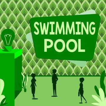 Text caption presenting Swimming Pool. Business idea Structure designed to hold Stock Illustration