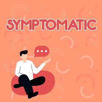 Text caption presenting Symptomatic. Business overview serving as symptom or Stockillustratie