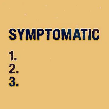 Text caption presenting Symptomatic. Word for serving as symptom or sign Illustrazione stock