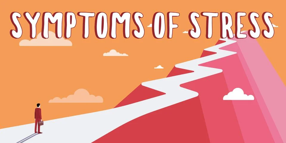 Text caption presenting Symptoms Of Stress. Business idea serving as symptom or Stock Illustration