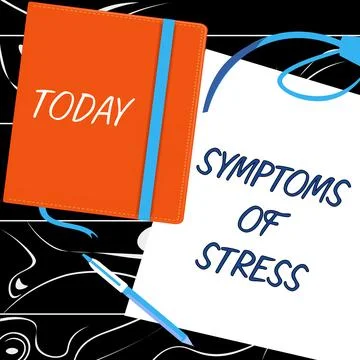 Text caption presenting Symptoms Of Stress. Business concept serving as symptom 스톡 일러스트