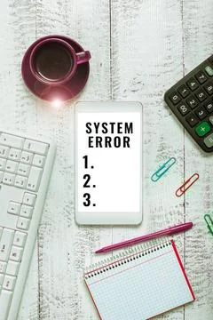 Text caption presenting System Error. Word Written on Technological failure Stock Photos