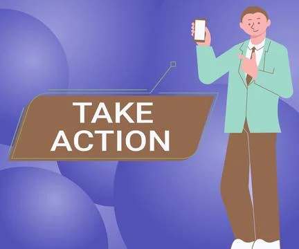 Text caption presenting Take Action. Business approach advices someone to do 库存插图
