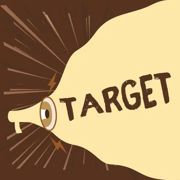 Text caption presenting Target. Word for person object or place selected as the Stock Illustration