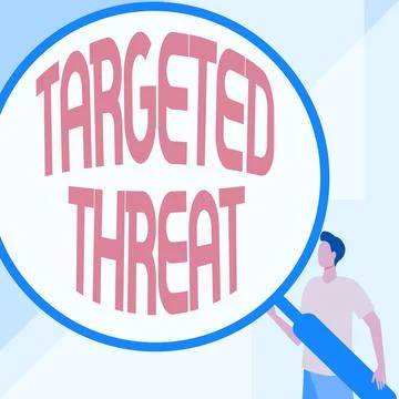 Text caption presenting Targeted Threat. Internet Concept class of malware Stock Illustration