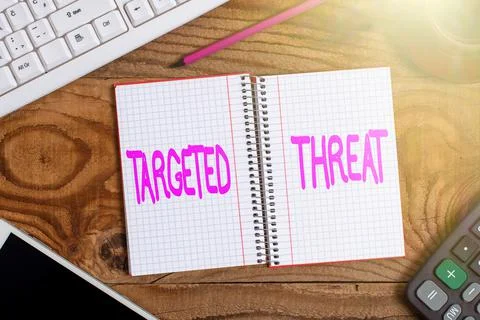 Text caption presenting Targeted Threat. Conceptual photo class of malware 写真素材