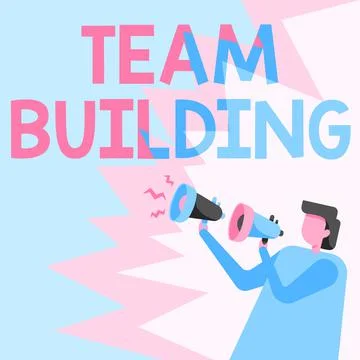 Text caption presenting Team Building. Conceptual photo Types of activities used Stock Illustration