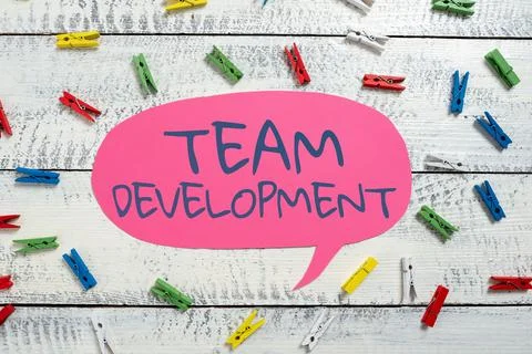 Text caption presenting Team Developmentlearn why and how small groups change Stock Photos