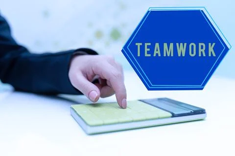 Text caption presenting Teamwork. Business approach Group of showing who work Stock Photos