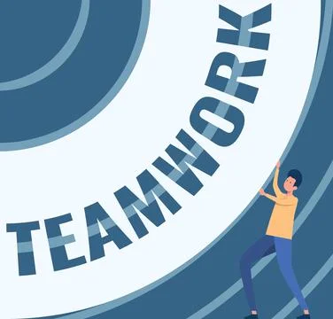 Text caption presenting Teamwork. Internet Concept combined action of group Ilustración de archivo