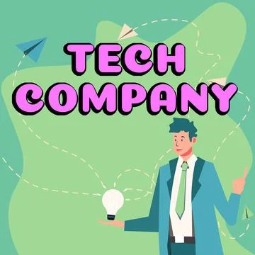 Text caption presenting Tech Company. Internet Concept a company that invents or Stock Illustration
